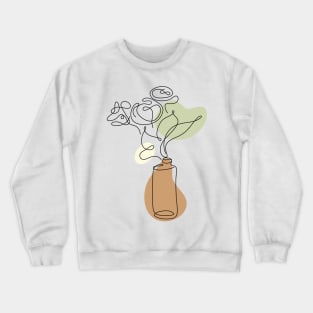 Flower Bouquet Shape Minimalist Line Art Drawing Crewneck Sweatshirt